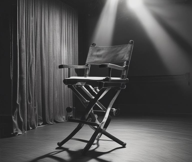 A camera is set up for recording, with a person visible on the camera's display screen. The person appears to be in a sitting position, possibly being interviewed or giving a talk. A green backdrop and additional lighting equipment suggest a professional or semi-professional filming setting.