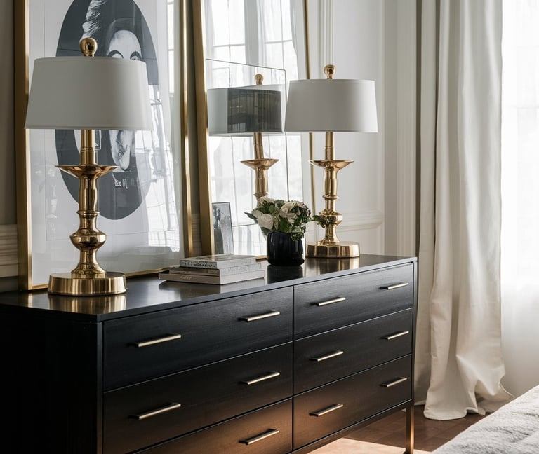 modern bedroom design with a dresser