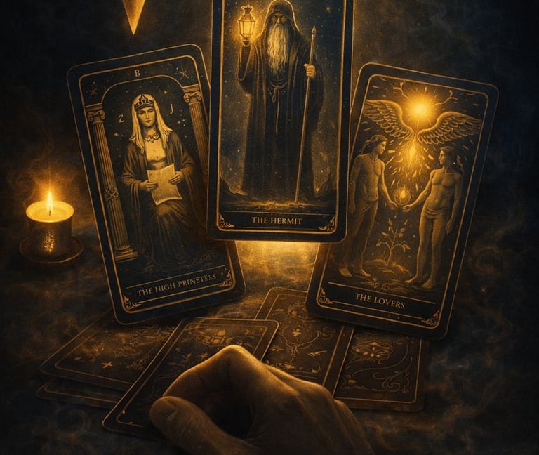 a person holding a card game of tarot