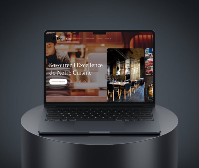 Présentation d'un site Web avec un Mac fond sombre