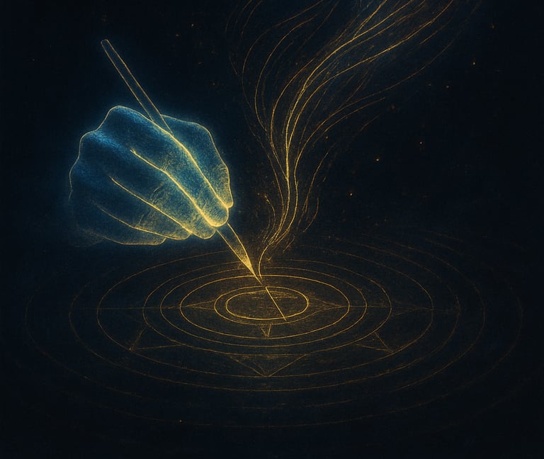 a woman with a pen and a pen in her hand