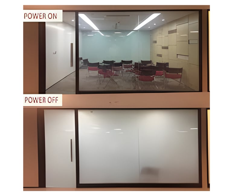 film PDLC opacifiant sur vitre vitrage intelligent PDLC transparent opaque installation film PDLC