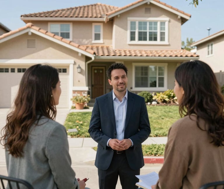 Riverside homeowner meeting with local cash home buyer to stop foreclosure