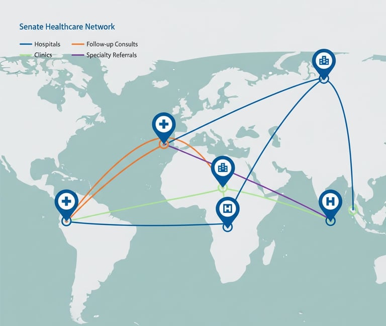 Healthcare network diagram showing optimized referral pathways for Medicare Advantage patients