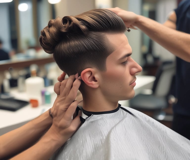 A stylish hair salon interior with modern decor.