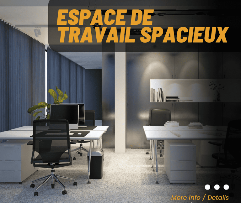 a desk with a computer and a desk with a chair