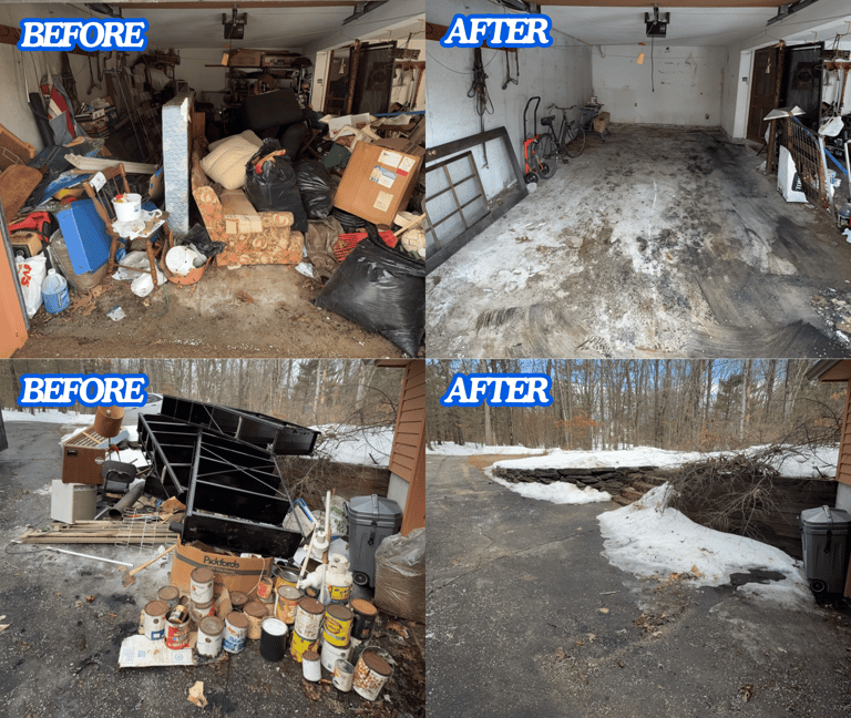 Junk removal team removing clutter and debris from property