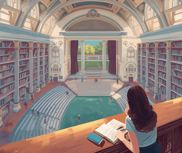 jeune fille qui étudie révise travaille fac supérieur école bibliothèque livre université journal