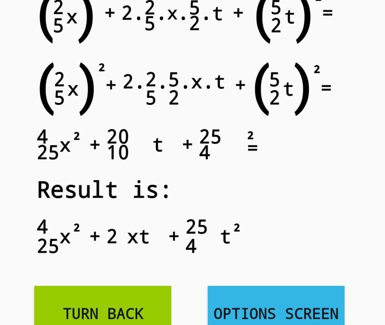 Learning to calculate notable products involving fractions.