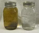 14 days elapsed after production displaying the effects of agitating the water during production