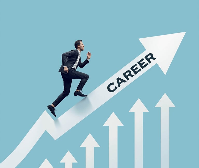 Man climbing career arrow at Naukri Bazar Consultancy.