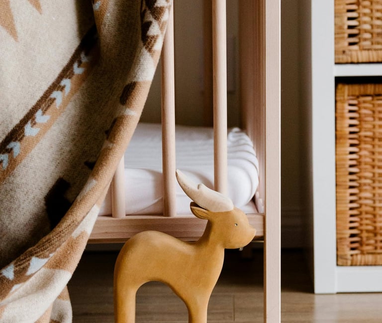 a wooden toy with a wooden toy horse