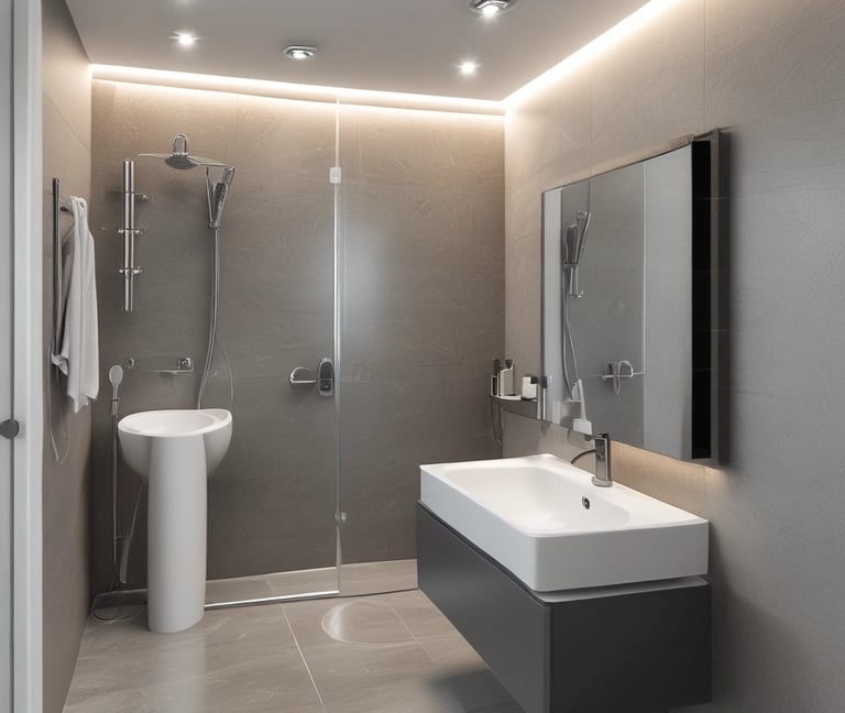 A professional cleaner carefully wiping a modern office desk with a microfiber cloth.