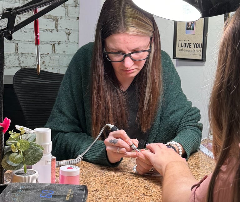 Alex removing acrylic at The Nail Witchery in downtown Missoula, MT
