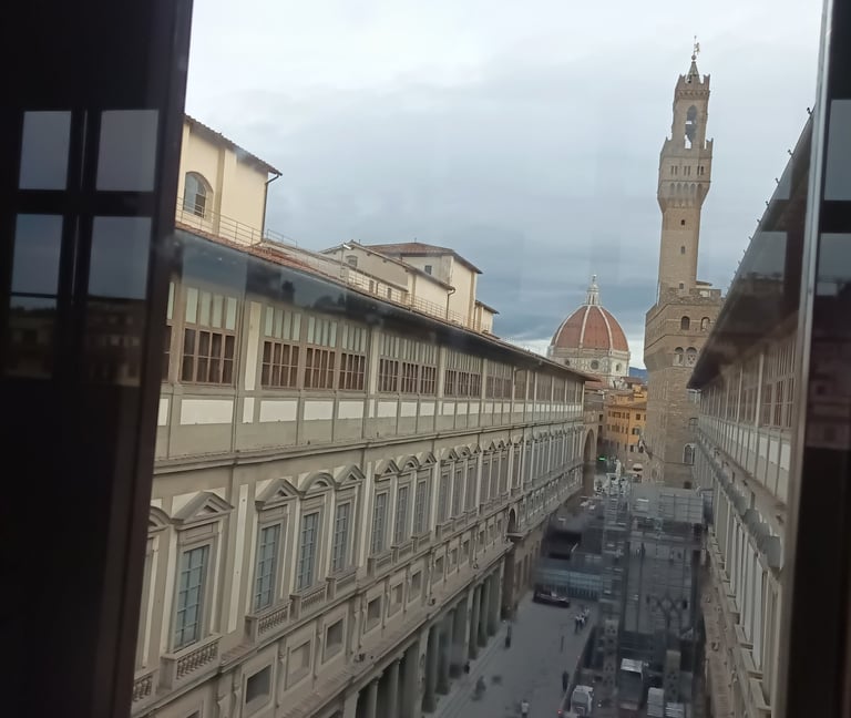 Looking out from the Uffizi