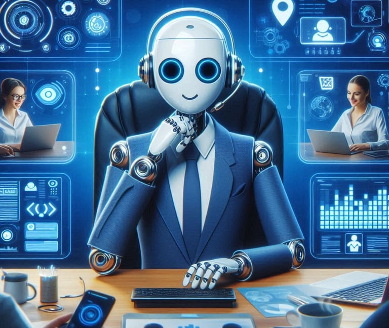 a robot - like robot with a robot in the background