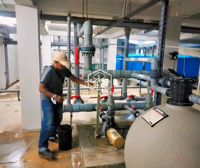 pengecekan instalasi kolam renang.