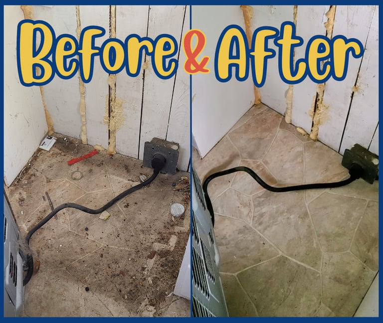 Before and after under a stove