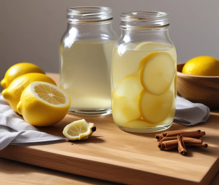 A cozy kitchen scene with fresh ingredients and a laptop showing recipe