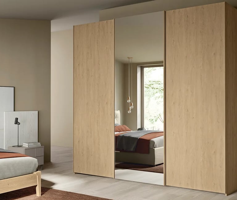 MazarakisArt: Συρώμενη Ντουλάπα Δωματίου - Ξύλο με Καθρέφτη