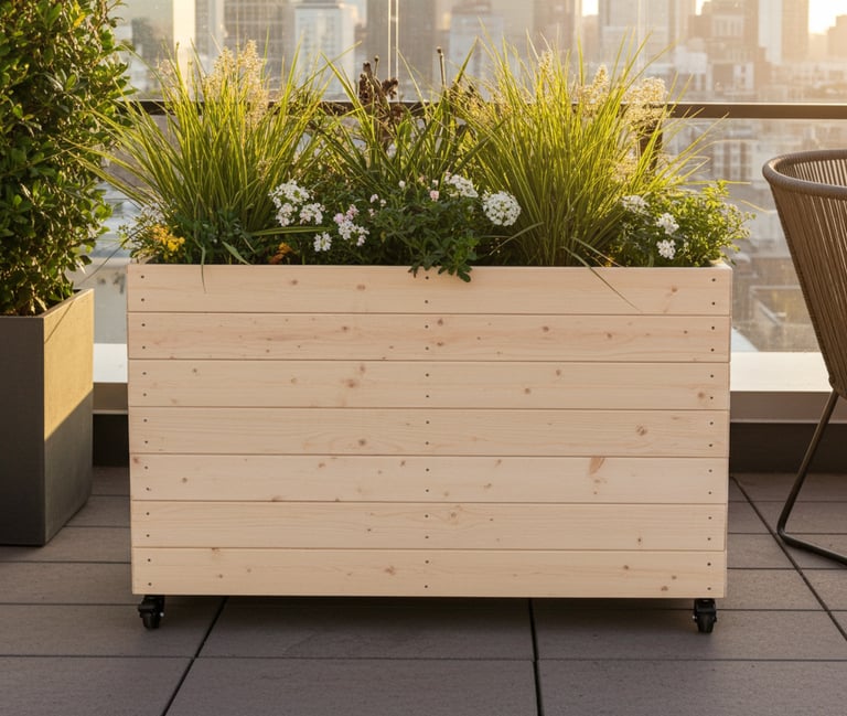 large wooden planter box made from natural wood tall narrow plan pot with plantse from wood plant box on legs