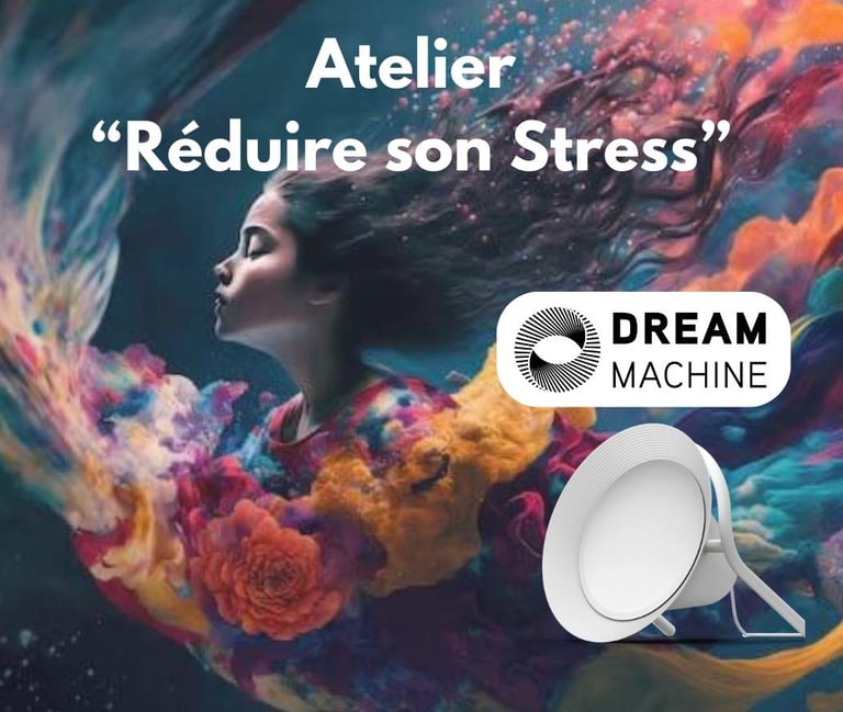 image onirique d'une femme entourée de fleurs - reduction du stress par la photostimilation nantes