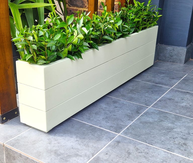 Window flower box planter made to size painted in colour solid wood long narrow trough plant box 