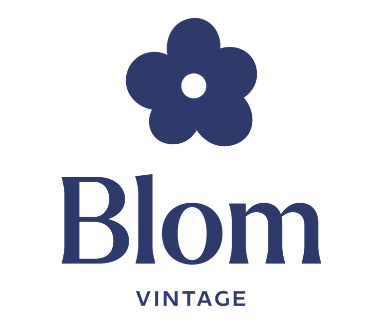 blom vintage logo z kwiatkiem