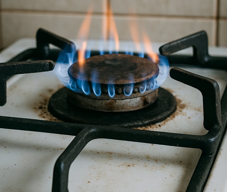 gas burner that needs service 
