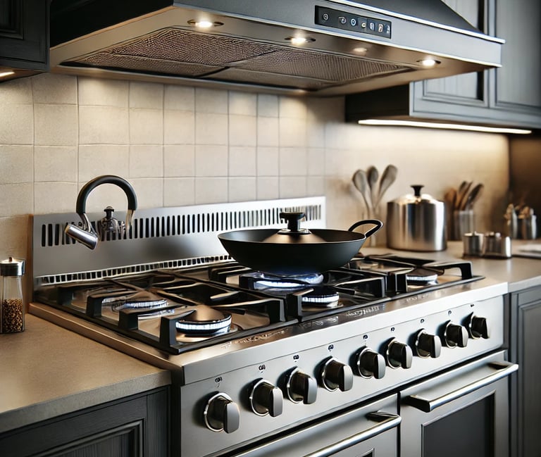 gas range in a kitchen 
