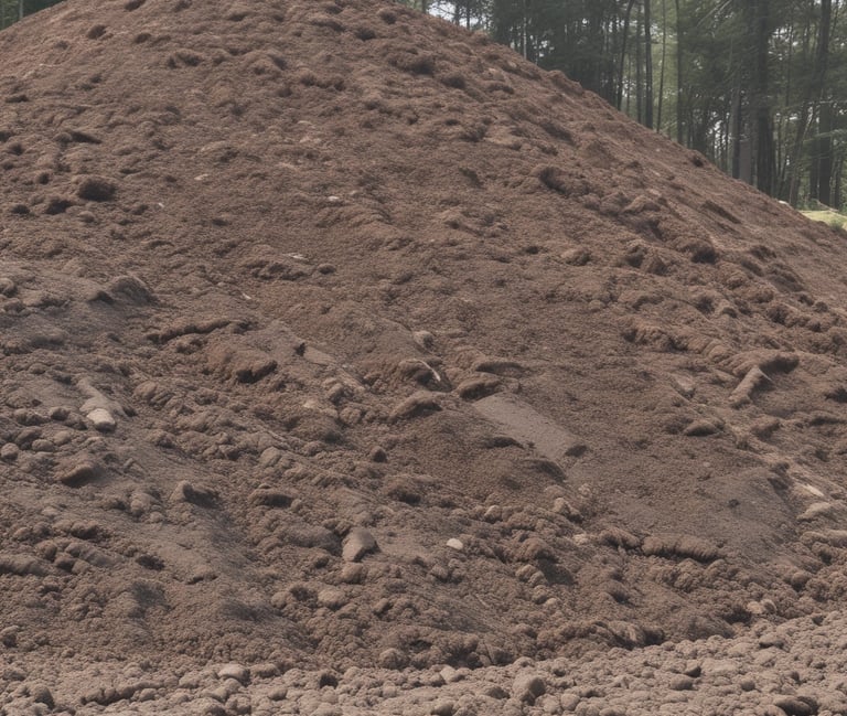 A pile of rich topsoil ready for delivery to Southern Maryland.