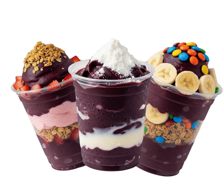 Copos feitos com o Açaí Mais Brasil