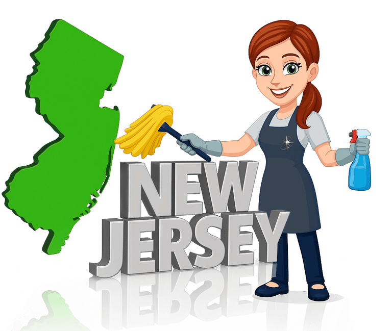 Image of a professional cleaner in New Jersey using equipment to clean a home interior.