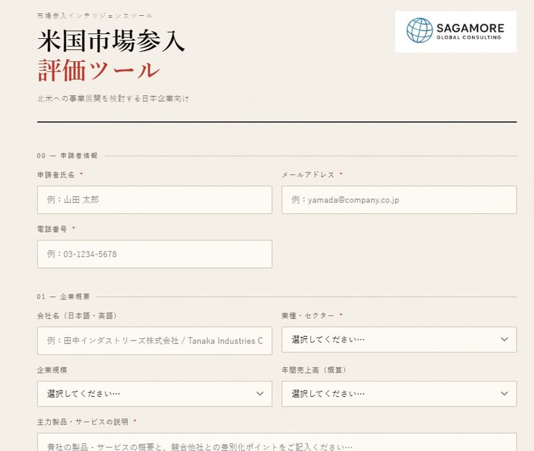 米国市場参入評価ツール
