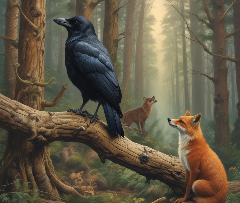 A watercolor paint palette filled with various vibrant colors is placed next to a piece of paper showcasing an abstract artwork. The artwork features a blend of blue, purple, pink, and yellow hues. A paintbrush lies beside the paper, indicating an ongoing painting process. The entire scene is set on a colorful, paint-splattered table, adding an artistic atmosphere.