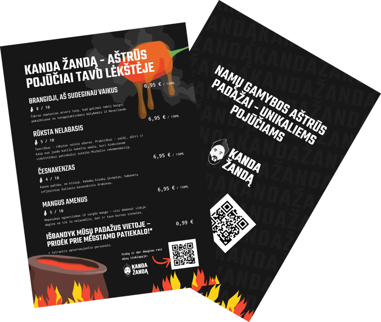 Kanda Žandą meniu skrajutė