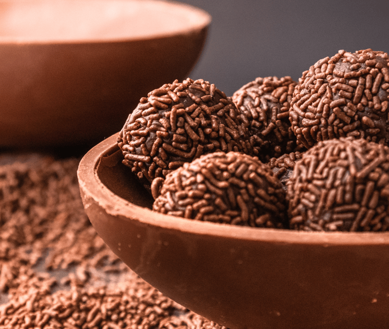 a bowl of chocolate covered chocolate covered balls