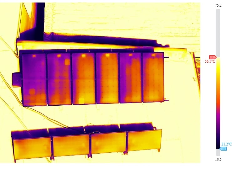Termowizja paneli fotowoltaicznych z drona – lokalne anomalie temperatury na wybranych modułach PV
