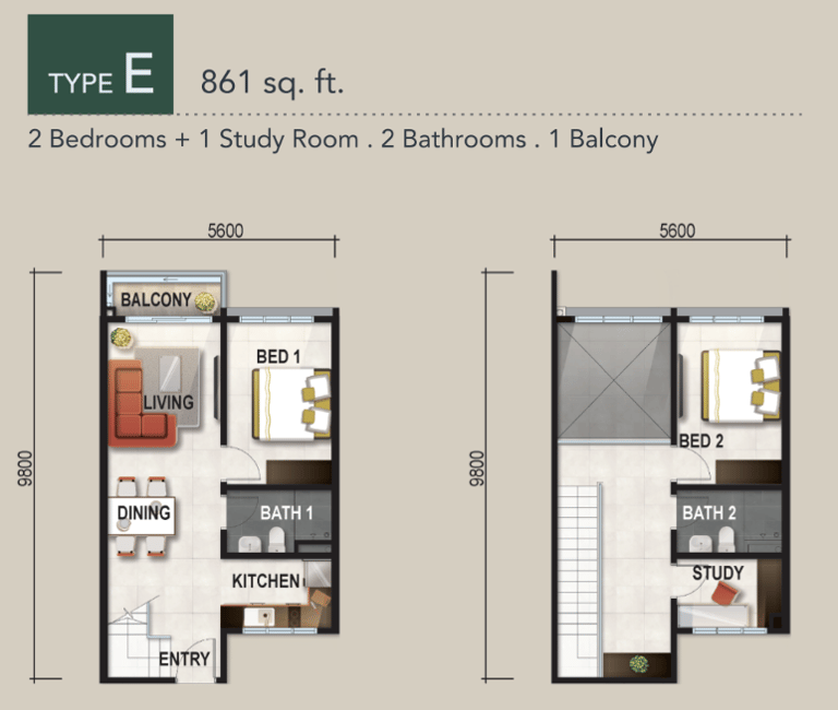 Verte Medini Residence Type E Layout