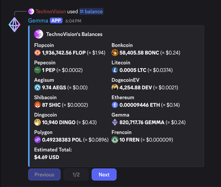 Screenshot of Gemma Bot commands on Discord.