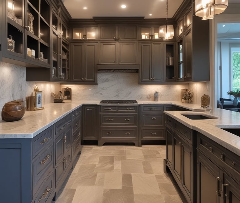 Bright, airy kitchen showcasing sleek custom cabinets in natural wood tones.