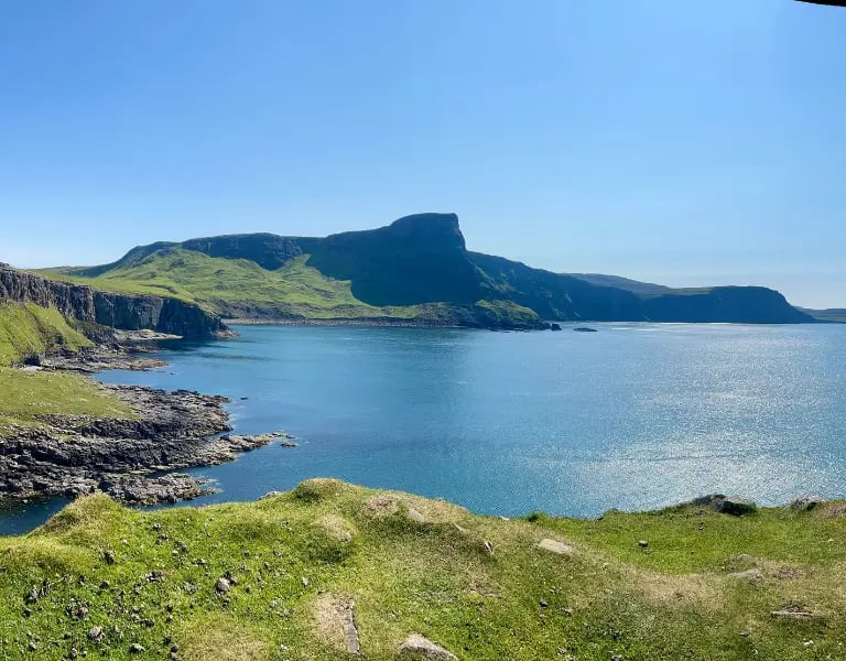 View across the bay at Neist Point on the Isle of Skye