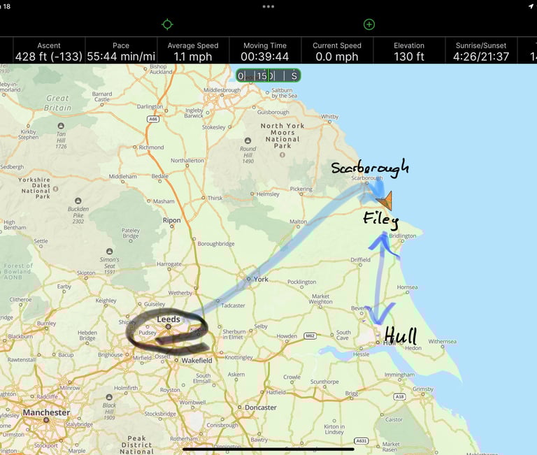 Travel Leeds to Filey; Filey to Hull