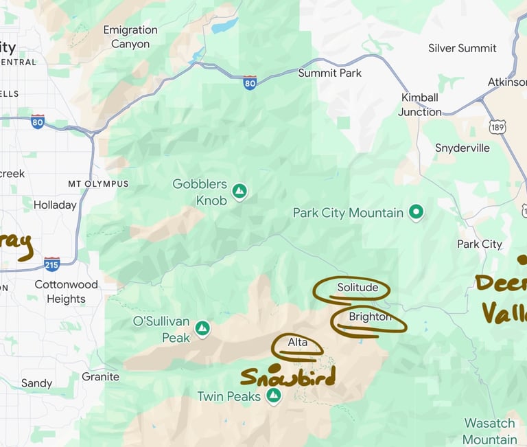 Areas Skied near Salt Lake City 2025