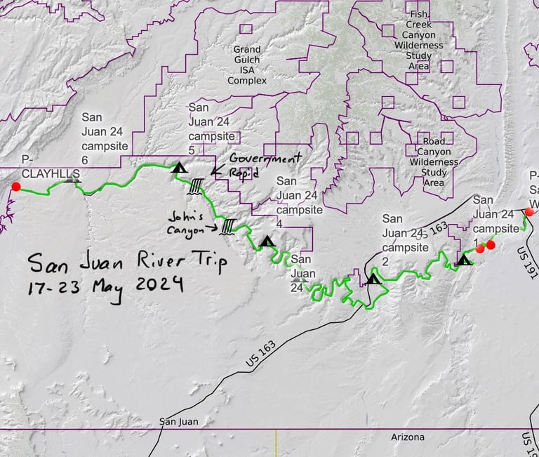 San Juan River Raft Trip May 2024
