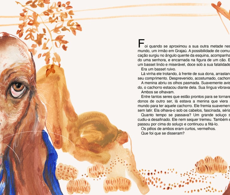 Ilustração com técnicas artesanais de aquarela, acrílica para o conto Tentação da Clarice Lispector 