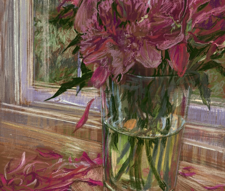 Digital drawing - The peonies are losing their sh*t