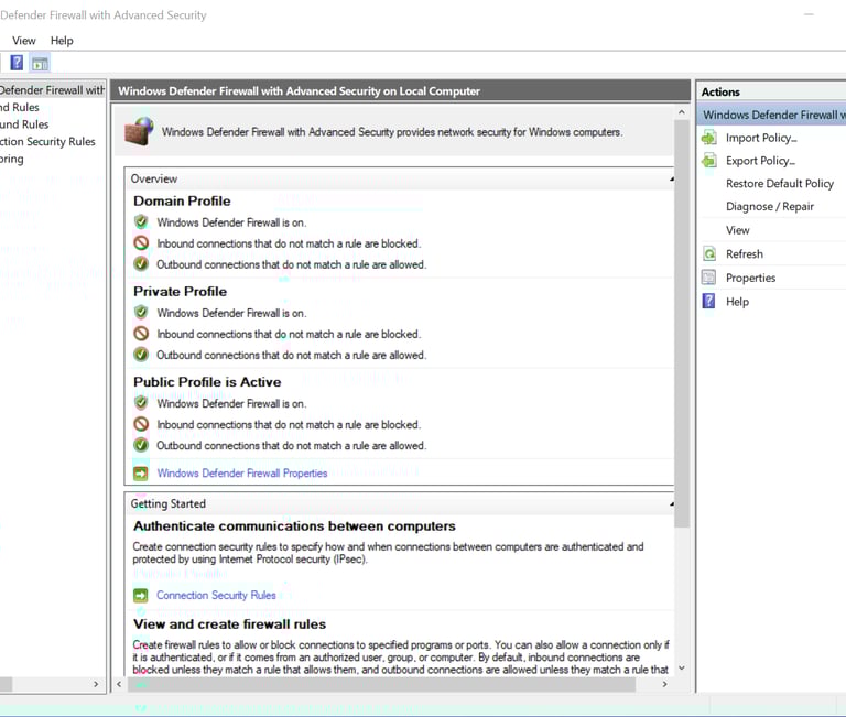 example windows firewall settings panel