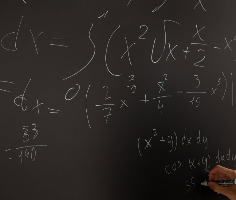 A chalkboard with fractions on it representing how to track customer health scores.