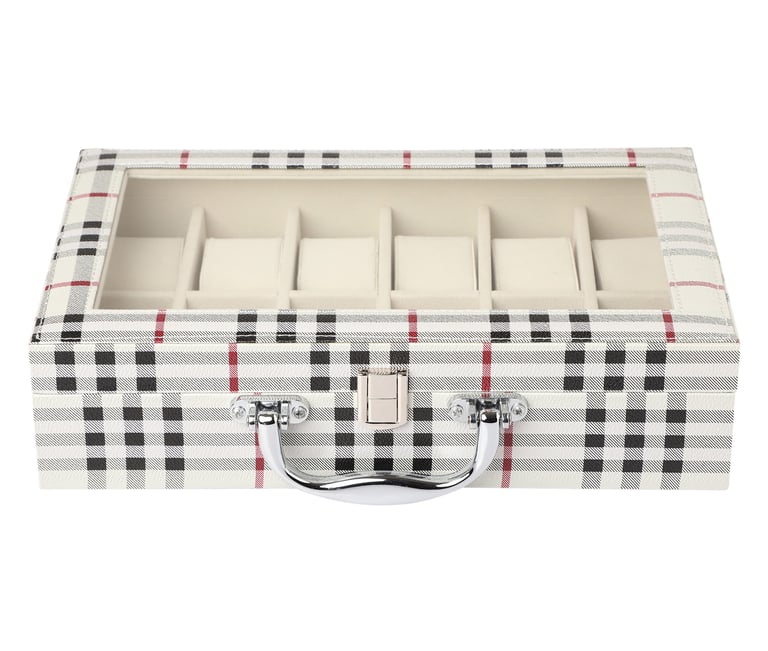 Fonsie watch box white check glass 